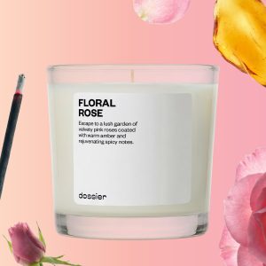 Dossier Floral Rose Candle